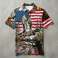 Patriotic American Flag Mallard Duck Polo Shirt Duck Hunting Outfit Best Hunters Gifts