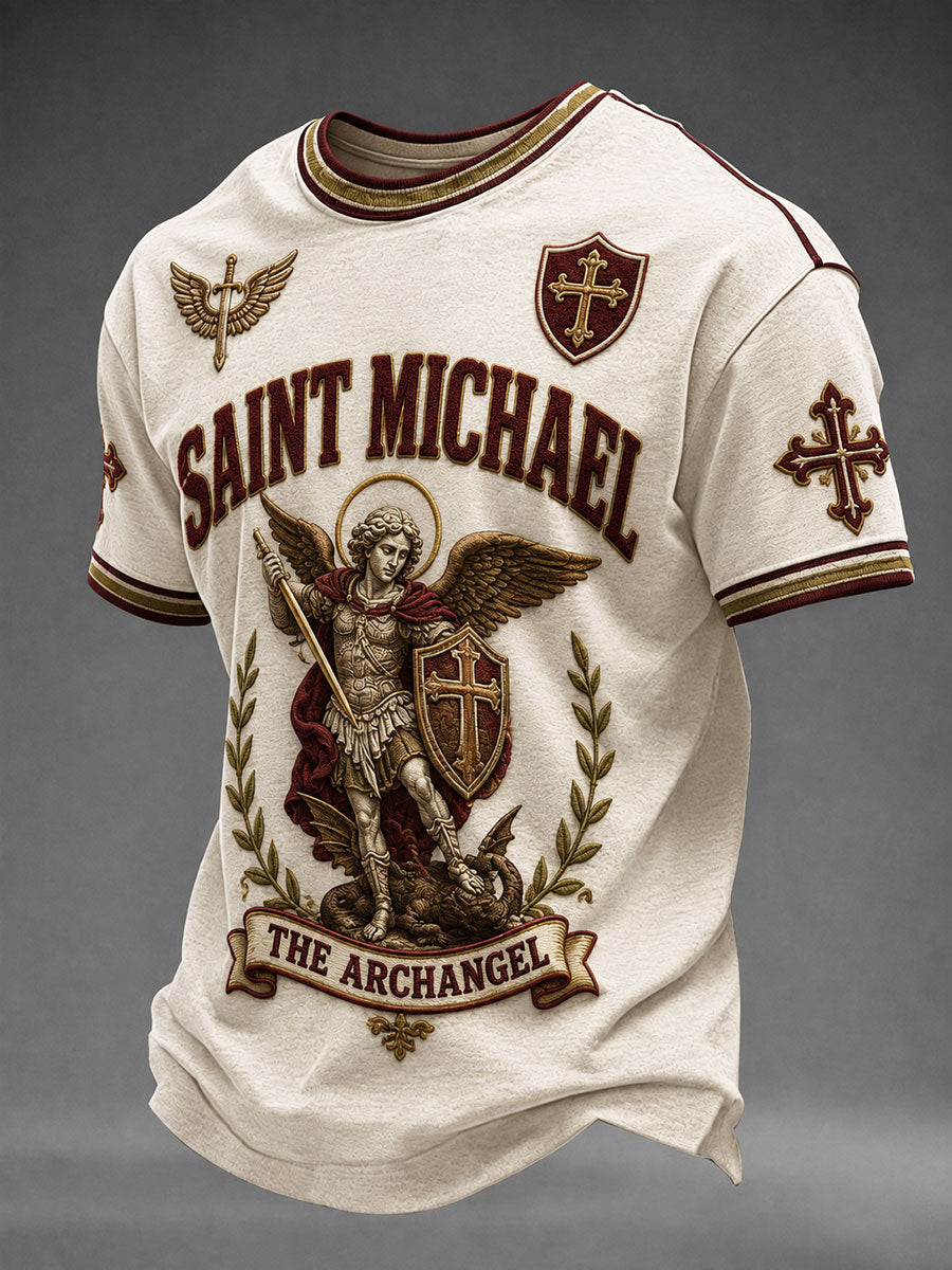 Saint Michael The Archangel T-Shirt Christian Faith Clothing Religious Gifts For Dad