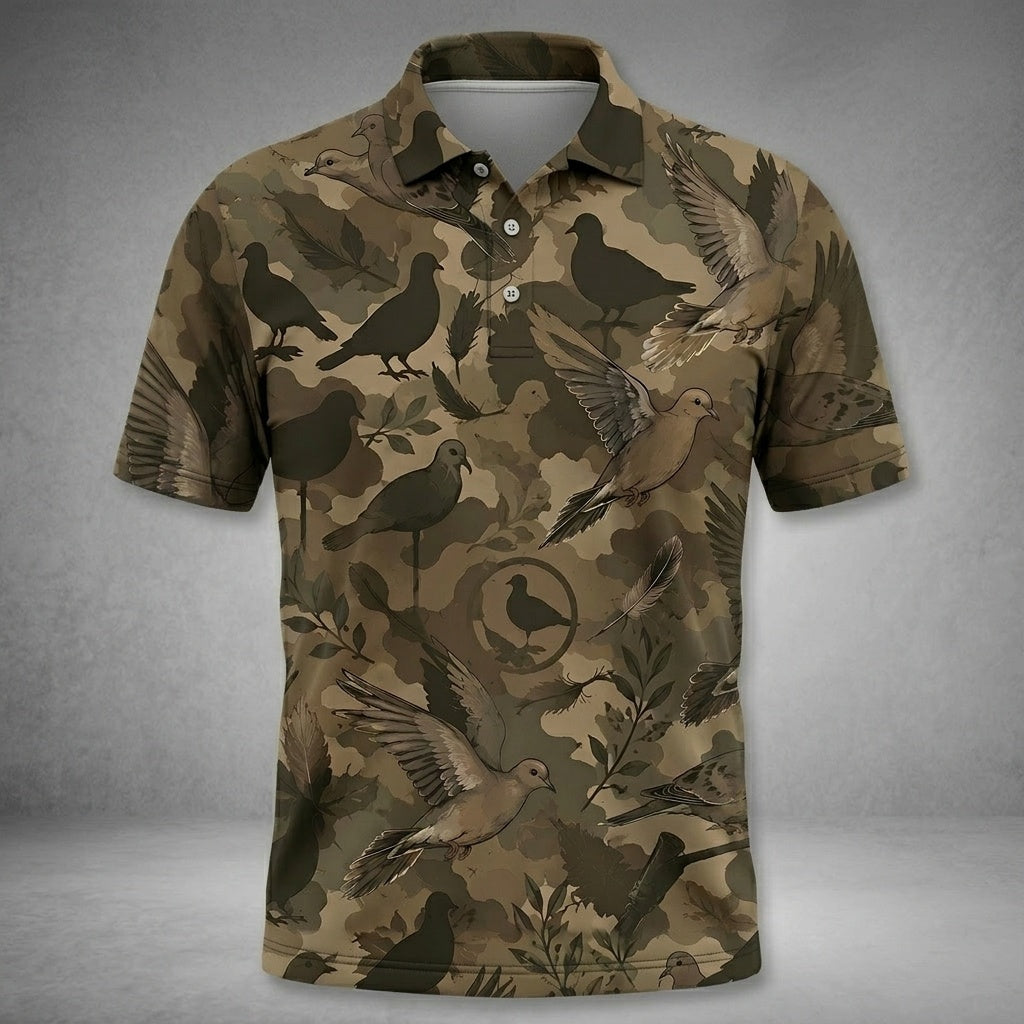 Mourning Dove Hunting Camouflage Polo Shirt Hunting Season Polo Shirt Gift Ideas
