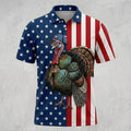 American Flag Patriotic Wild Turkey Polo Shirt Turkey Hunting Polo Shirt Gifts For Hunters