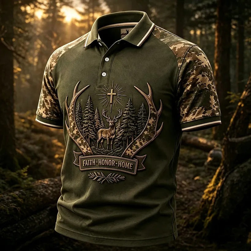 Faith Honor Home Camo Polo Shirt Christian Inspired Clothing Religious Gifts For Men