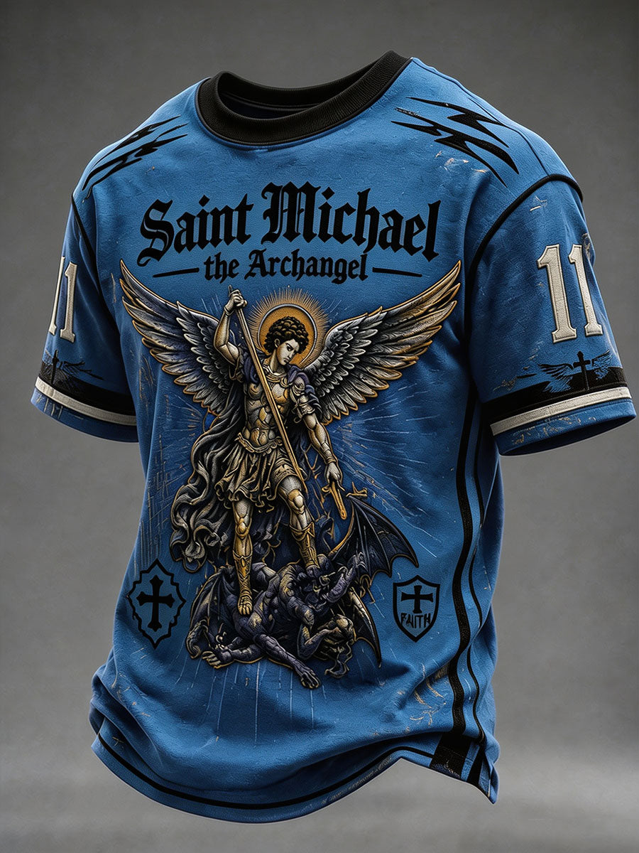 Saint Michael The Archangel T-Shirt Christian Faith Clothing Religious Gifts For Men