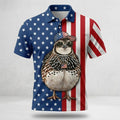 American Flag Patriotic Quail Polo Shirt Hunting Season Polo Shirt Quail Hunters Gifts