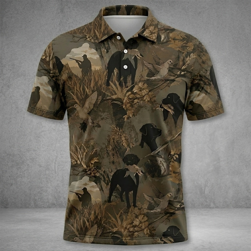 Black Labrador Retriever Dove Hunting Polo Shirt Hunting Season Outfit Hunters Gift Ideas