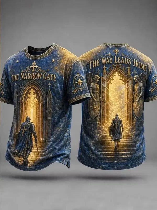 The Narrow Gate The Way Leads Home T-Shirt Christian Knight Shirt Christ Gift