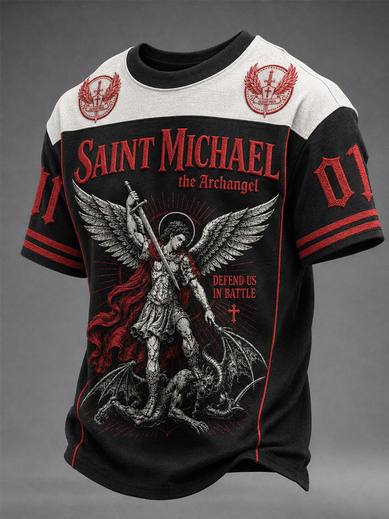 Saint Michael The Archangel T-Shirt Defend Us In Battle Shirt Religious Gifts For Dad