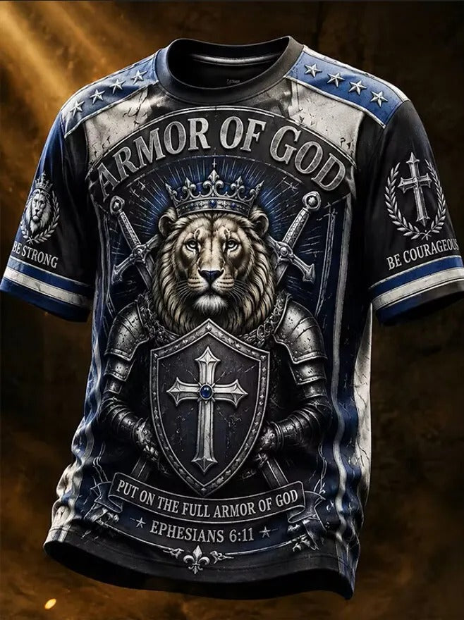 Lion Armor Of God V-Neck Shirt Bible Scripture Clothing Christian Gifts For Teens