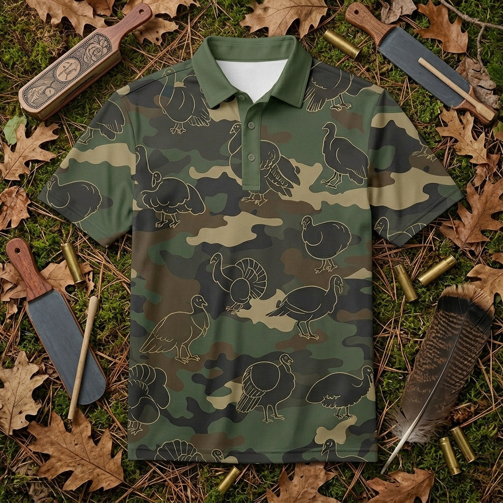 Wild Turkey Camouflage Polo Shirt Turkey Hunting Polo Shirt Hunting Gifts For Father