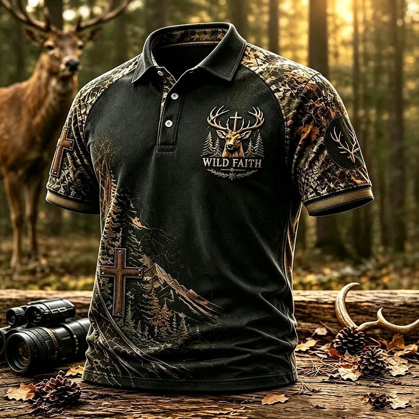 Wild Faith Polo Shirt Faith Based Apparel Christian Inspired Clothing Religious Gifts For Men
