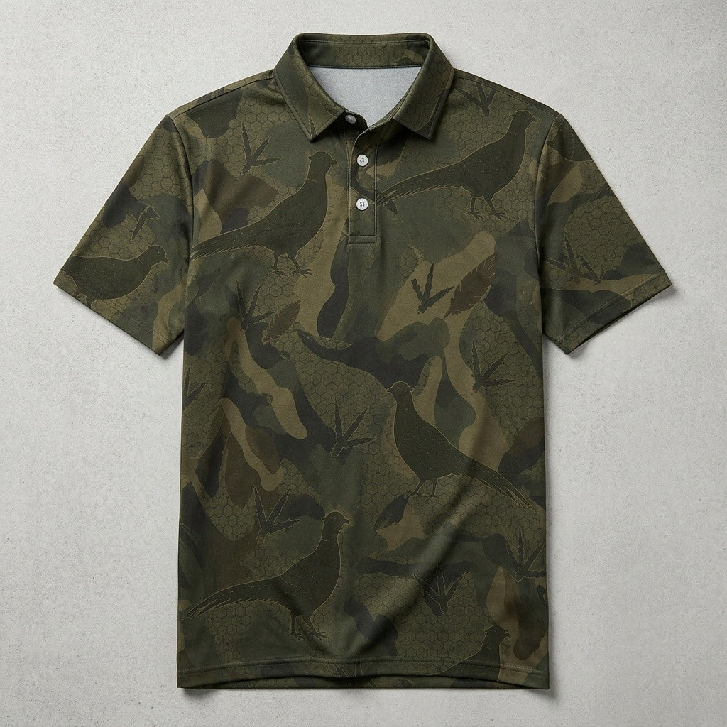 Pheasant Dark Camouflage Polo Shirt Pheasant Hunting Outfit Hunting Gifts For Husband