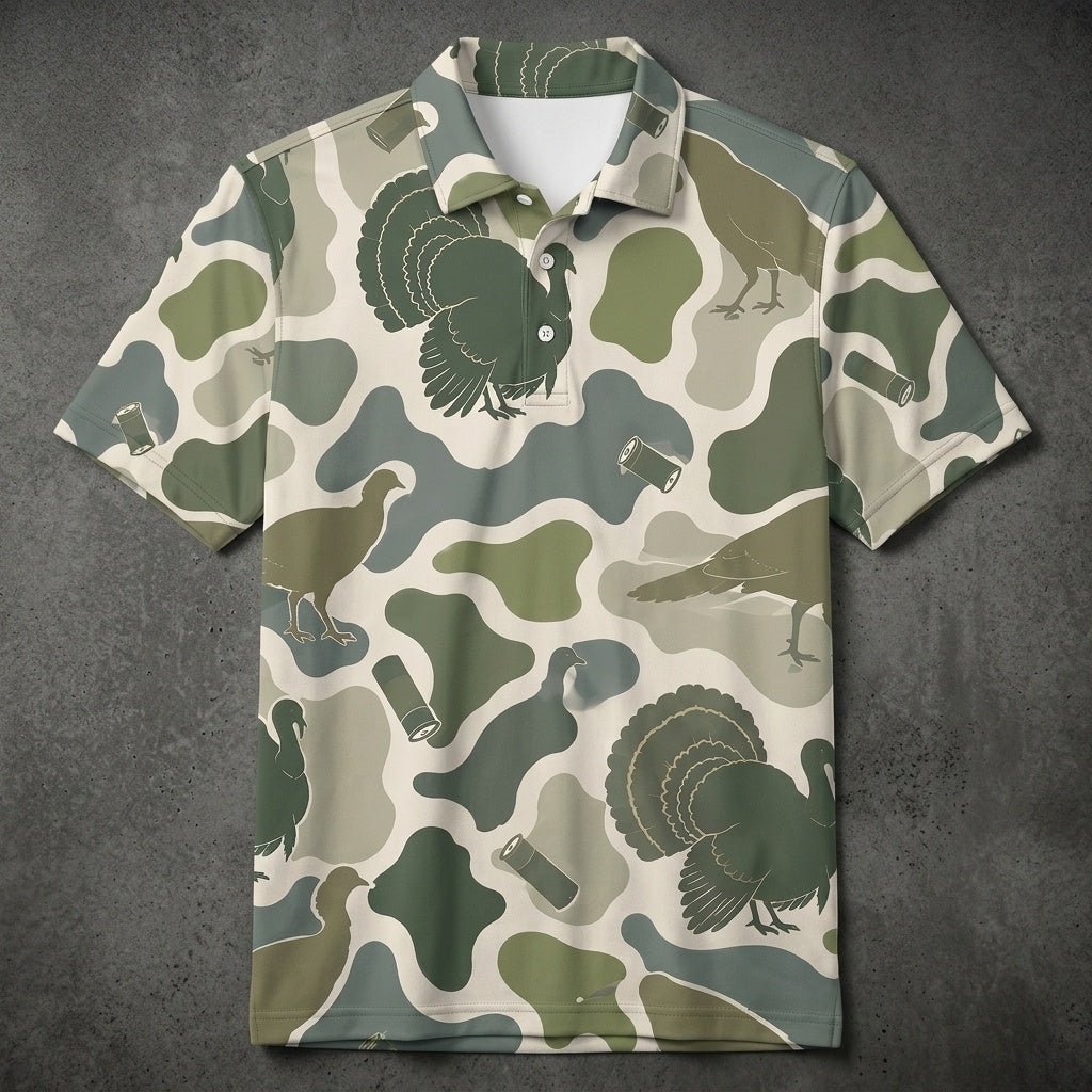 Wild Turkey Hunting Camouflage Polo Shirt Hunting Season Polo Shirt Best Gifts For Father