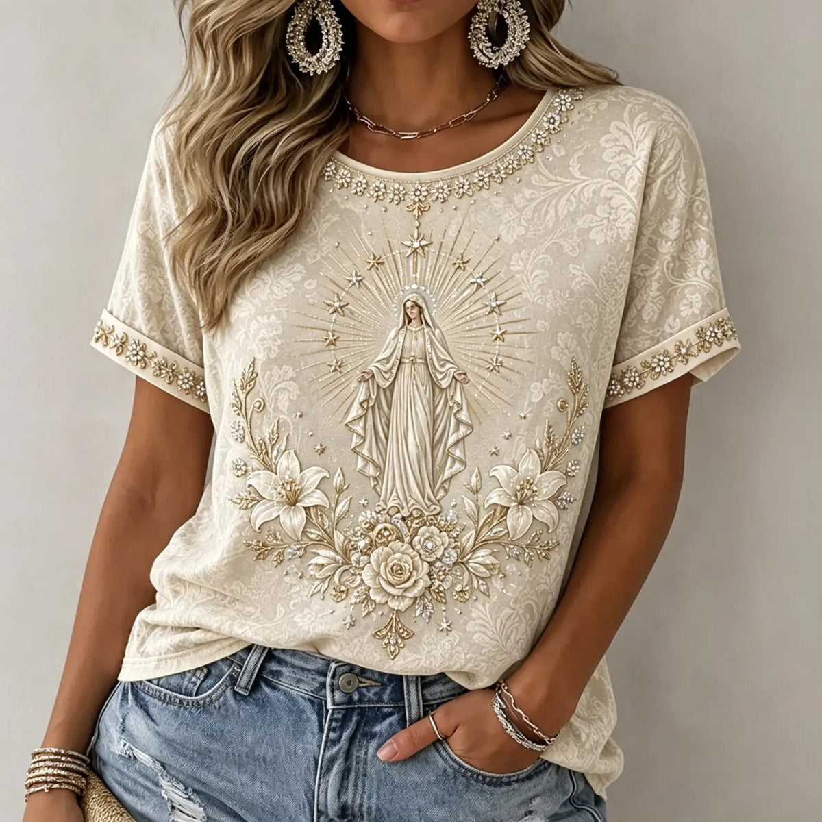 Lady Of Grace Faith Mary T-Shirt Faith Based Shirt Christian Inspired Clothing Gift Ideas