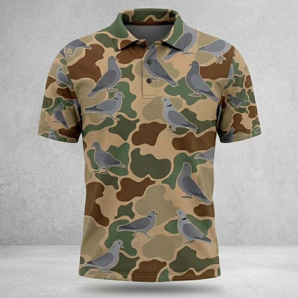 Pigeon Hunting Camo Polo Shirt Hunter Clothing Best Gifts For Hunting Season