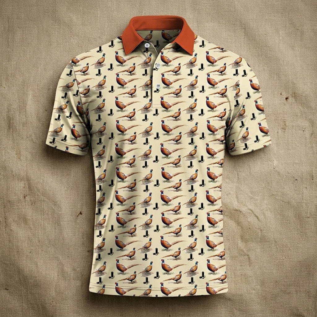 Pheasant Pattern Polo Shirt Pheasant Hunting Season Clothing Best Gifts For Hunters