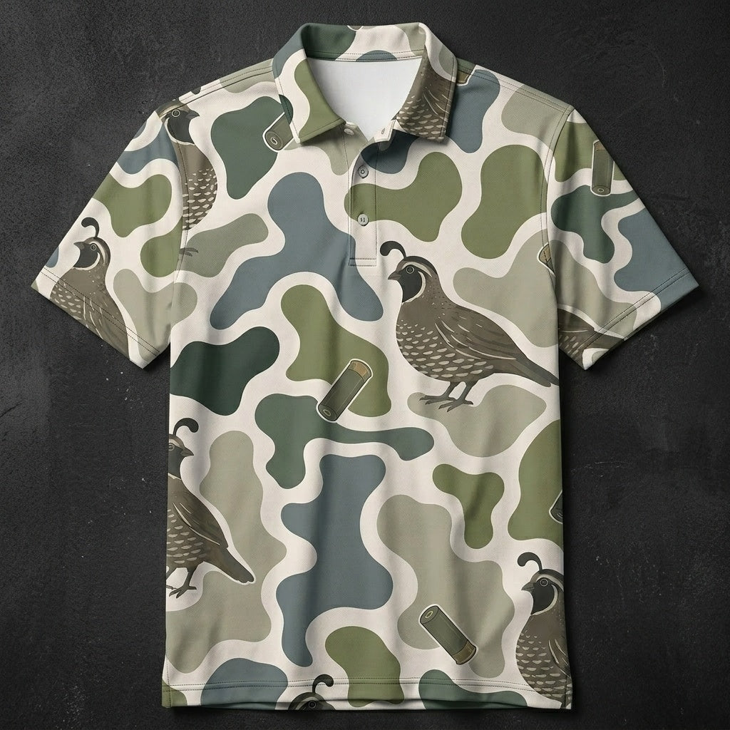 Quail Hunting Camouflage Polo Shirt Hunting Season Outfit Gift Ideas For Hunters