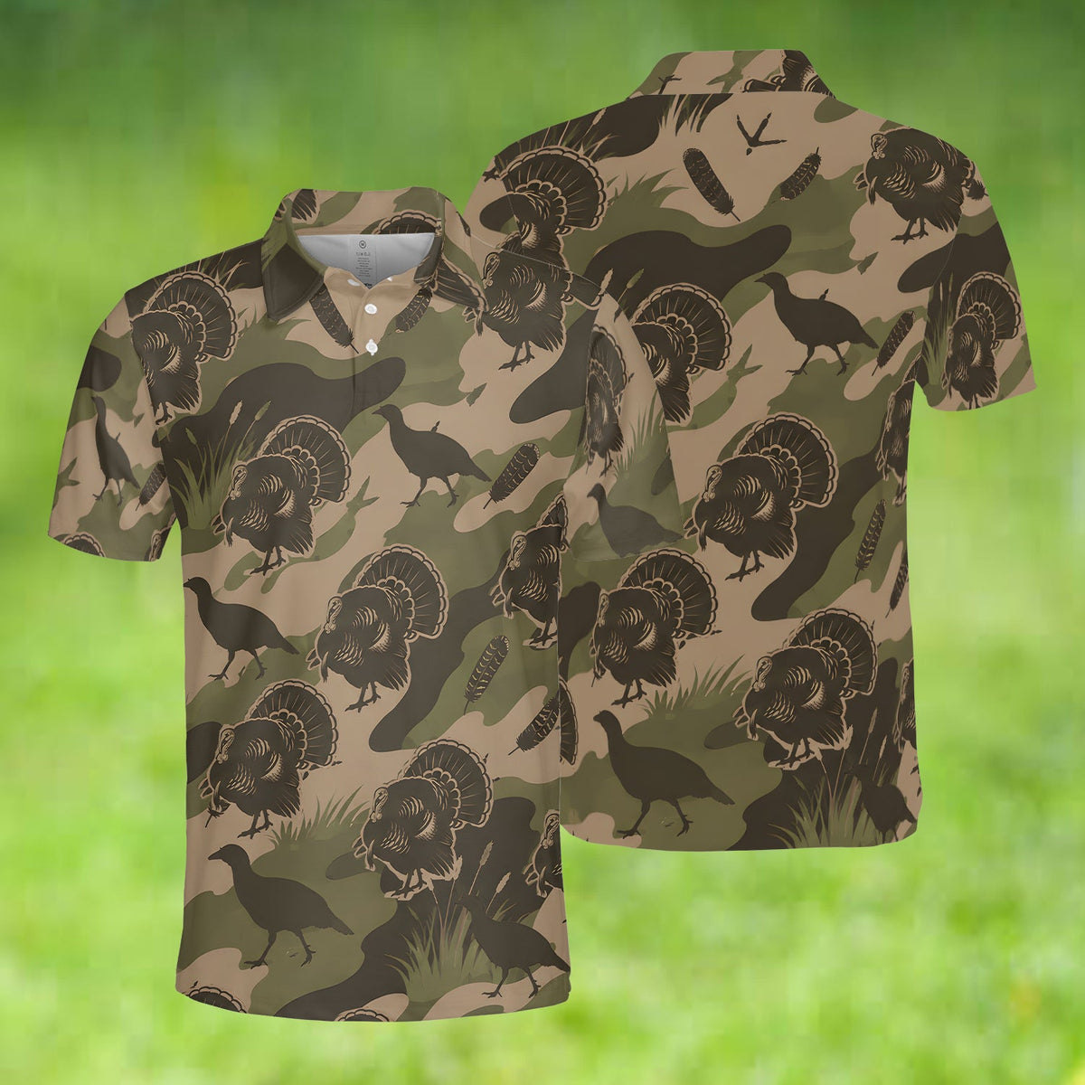 Wild Turkey Camouflage Polo Shirt Turkey Hunting Season Polo Shirt Gifts For Boyfriend