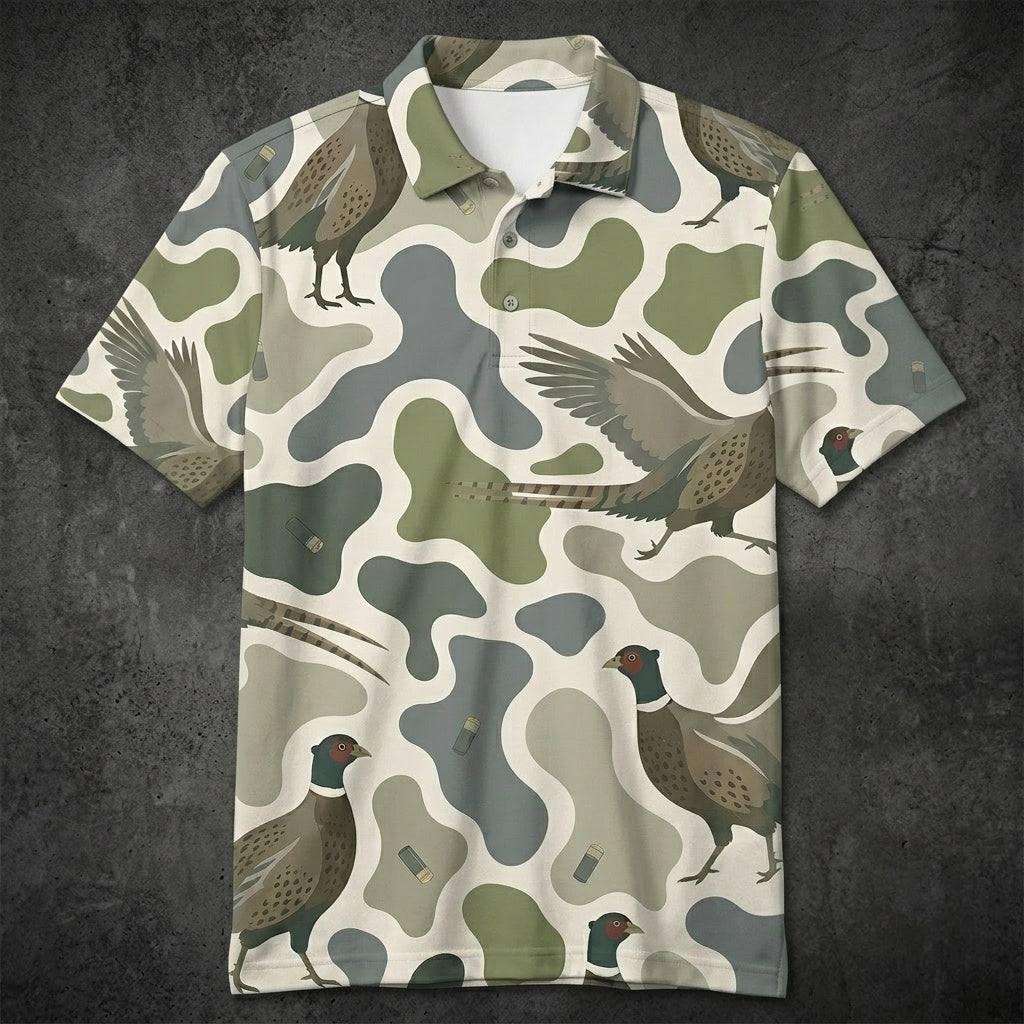 Pheasant Hunting Camouflage Polo Shirt Hunting Season Polo Shirt Gifts For Grandpa