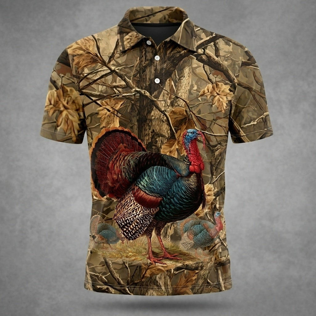 Wild Turkey Camo Polo Shirt Hunting Season Polo Shirt Best Gift Ideas For Hunters