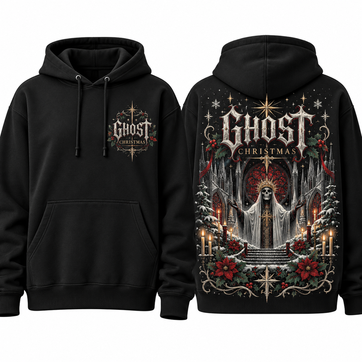 Ghost Christmas Cathedral Gothic Dark Hoodie NTH1 for Metal Fans Who Love Winter Art 1