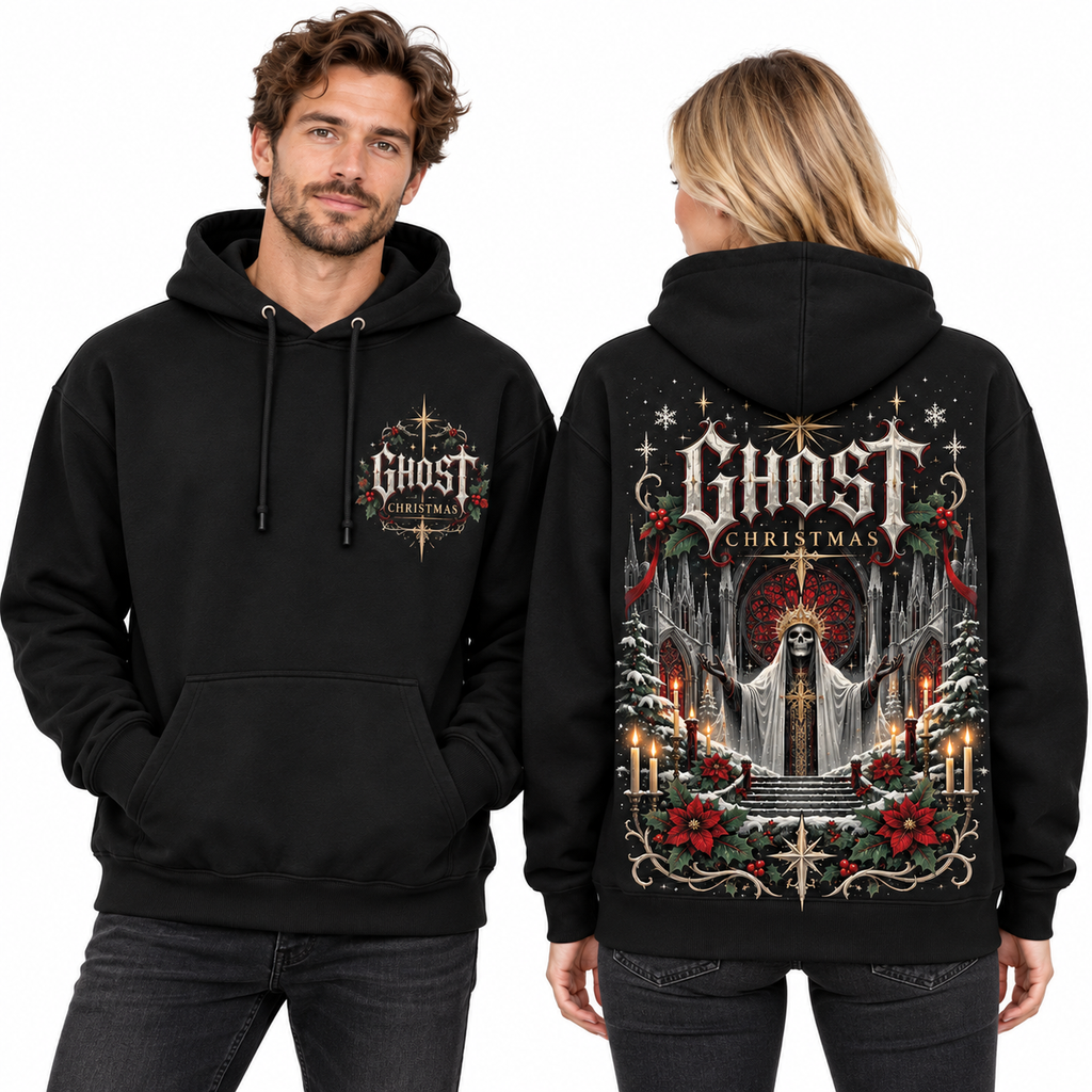 Ghost Christmas Cathedral Gothic Dark Hoodie NTH1 for Metal Fans Who Love Winter Art 2