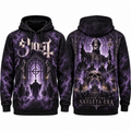 Ghost Purple Cathedral Skeleta Era Papa Under The Moon Hoodie for Occult Rock Fans NDN 1