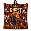 Ghost Purple Mitred Skull Figure Fleece Blanket For Gothic Halloween Ritual Nights NDN 1