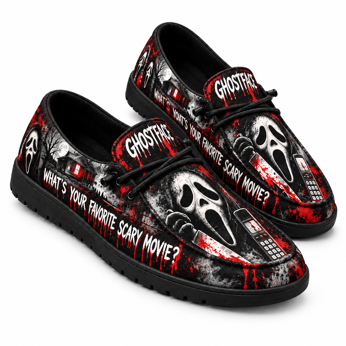 Ghostface Mask And Phone Loafer Shoes For Scream Fans Planning Scary Movie Nights NDN 1