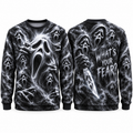 Ghostface Mask Knife Smoke What's Your Fear Black Sweater for Scream Night Fans NDN 1