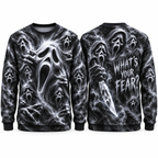 Ghostface Mask Knife Smoke What's Your Fear Black Sweater for Scream Night Fans NDN 1