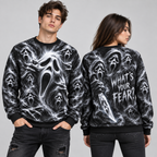 Ghostface Mask Knife Smoke What's Your Fear Black Sweater for Scream Night Fans NDN 2