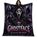 Ghostface Purple Smoke And Mask Collage Fleece Blanket For Midnight Horror Movie Nights NDN 1
