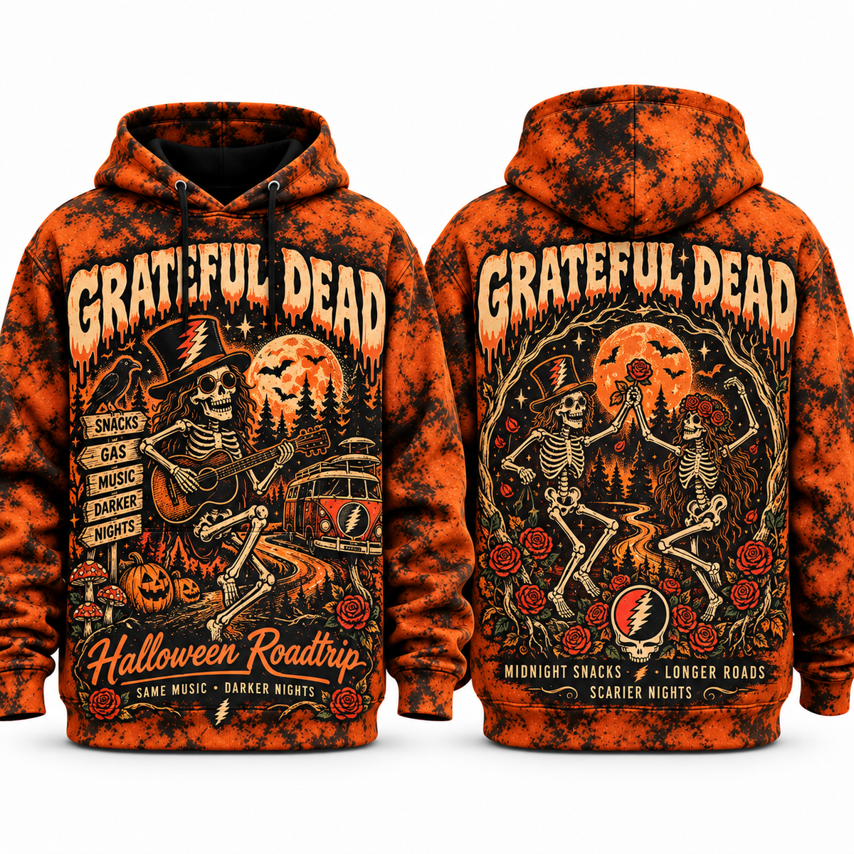 Grateful Dead Skeleton Rose Hoodie NY 1
