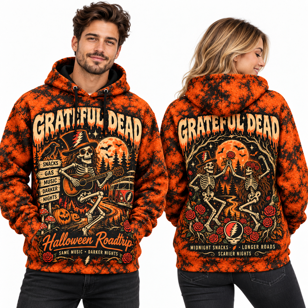 Grateful Dead Skeleton Rose Hoodie NY 2