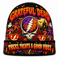 Grateful Dead Steal Your Face Graphic Print Knit Beanie for Halloween Good Vibes NDN 1