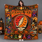 Grateful Dead Steal Your Face Skull Fleece Blanket For Halloween Night Vibes NDN 3