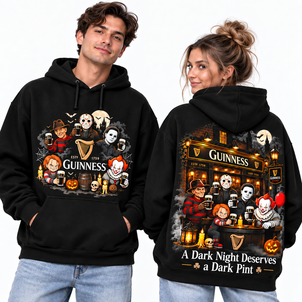 Guinness Harp Horror Pub A Dark Night Deserves A Dark Pint Hoodie for Dark Pub Fans NDN 2