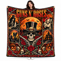 Guns N' Roses Top Hat Skull And Roses Fleece Blanket For Halloween Rock Nights NDN 1