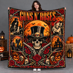 Guns N' Roses Top Hat Skull And Roses Fleece Blanket For Halloween Rock Nights NDN 2