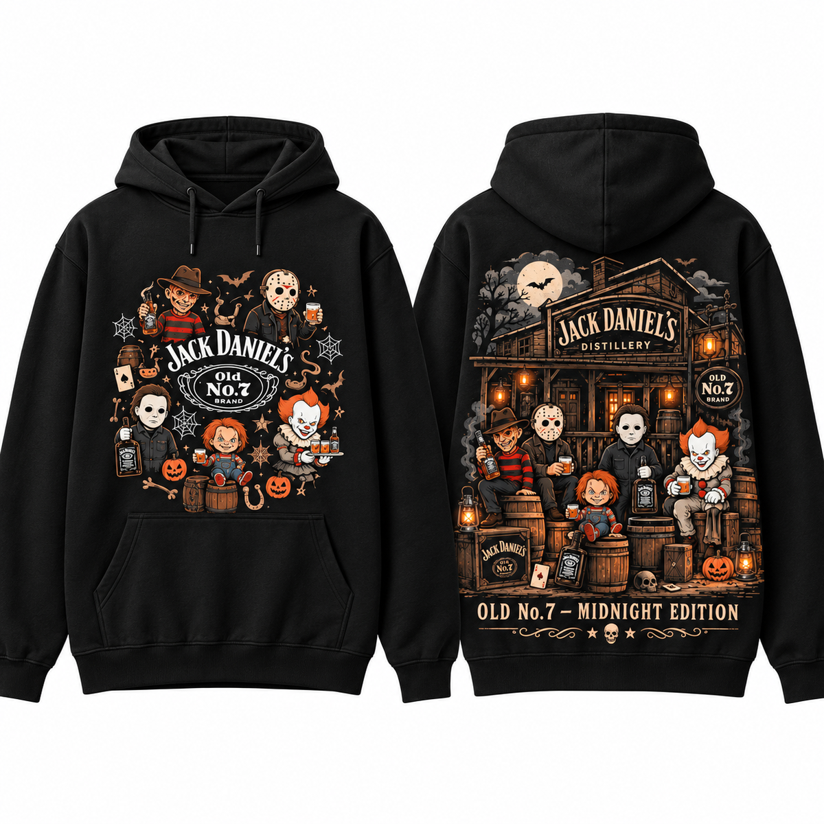 Jack Daniels Old No 7 Horror Distillery Midnight Edition Hoodie for Midnight Whiskey Fans NDN 1