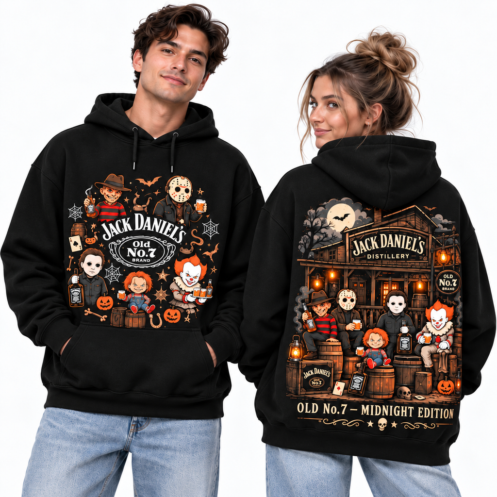 Jack Daniels Old No 7 Horror Distillery Midnight Edition Hoodie for Midnight Whiskey Fans NDN 2