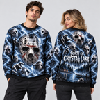 Jason Hockey Mask Lightning Born Of Crystal Lake Sweater for Camp Horror Fans NDN 2