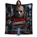 Jason Voorhees Hockey Mask And Dark Collage Fleece Blanket For Campground Slasher Cinema Fans NDN 1