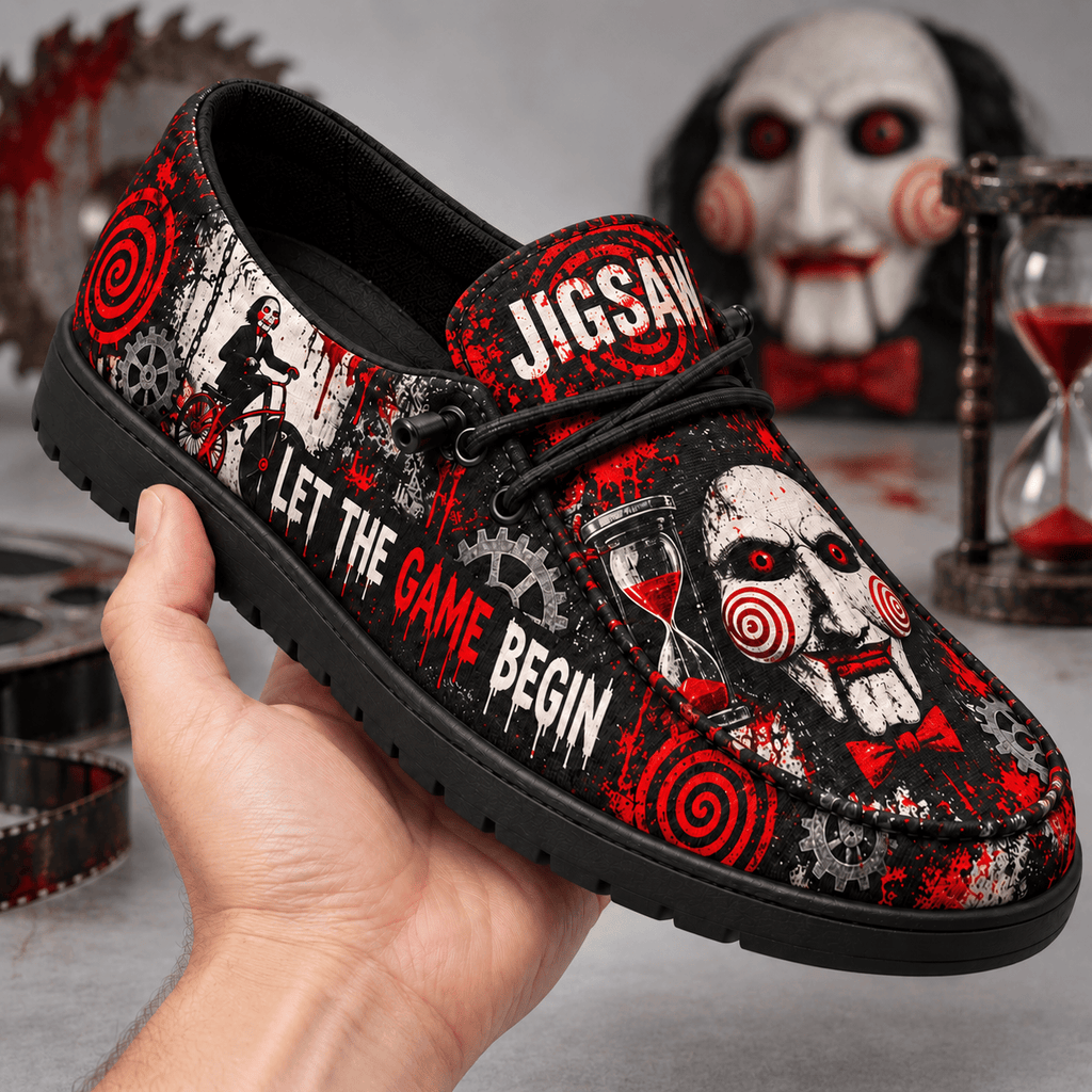 Jigsaw Puppet Red Spiral Loafer Shoes For Saw Fans Ready To Let The Game Begin NDN 2