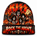 Kiss Face Paint Flames Graphic Print Knit Beanie for Rock The Night Halloween Fans NDN 1