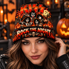 Kiss Face Paint Flames Graphic Print Knit Beanie for Rock The Night Halloween Fans NDN 3