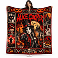 Kiss Four Band Figures Pumpkins Fleece Blanket For Spooky Rock Halloween Nights NDN 1