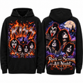 Kiss Four Faces Fire Rock And Scream All Night Moon Hoodie for Classic Shock Rock Fans NDN 1