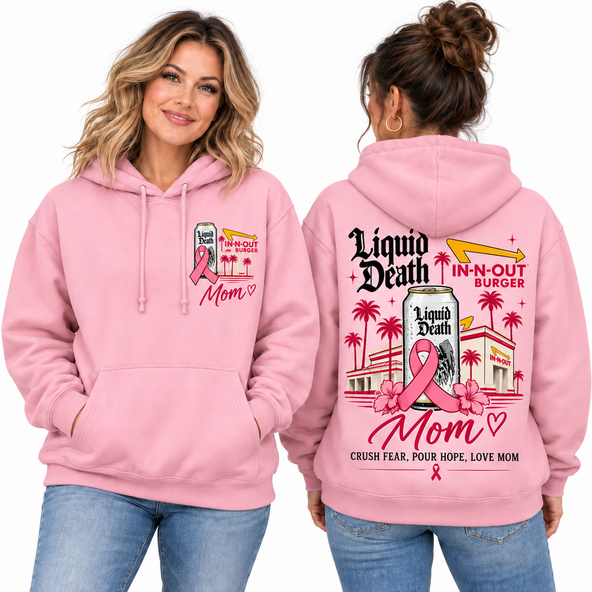 Liquid Death In N Out Pink Ribbon Mom Hoodie NTH1 for Breast Cancer Awareness Supporters 2