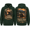 Luke Combs Portrait Country Roads Never Let Go Cabin Truck Hoodie for Country Road Fans NDN 1