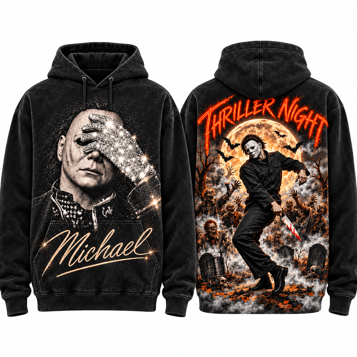 Michael Jackson Zombie Face Thriller Night Dancer Graveyard Hoodie for Thriller Night Fans NDN 1